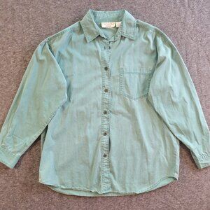 Clementine Teal Cotton Chore Shirt VTG Men’s M Sunwashed Work Canvas Casual